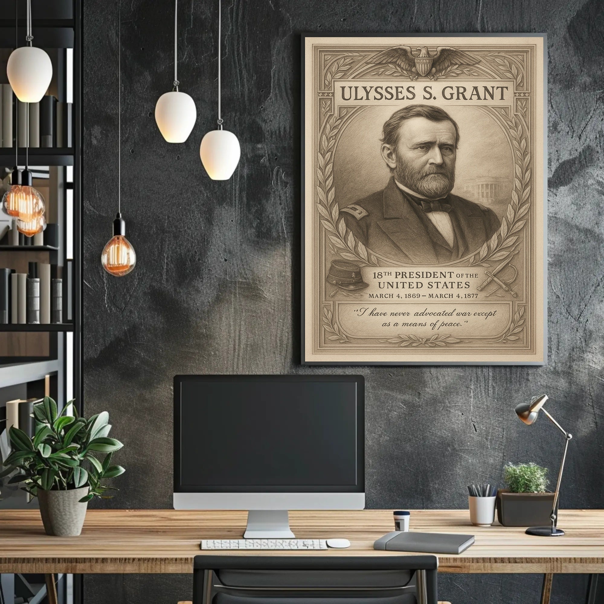 Ulysses S Grant 18th President Sketch Poster Art Print PosterGoat