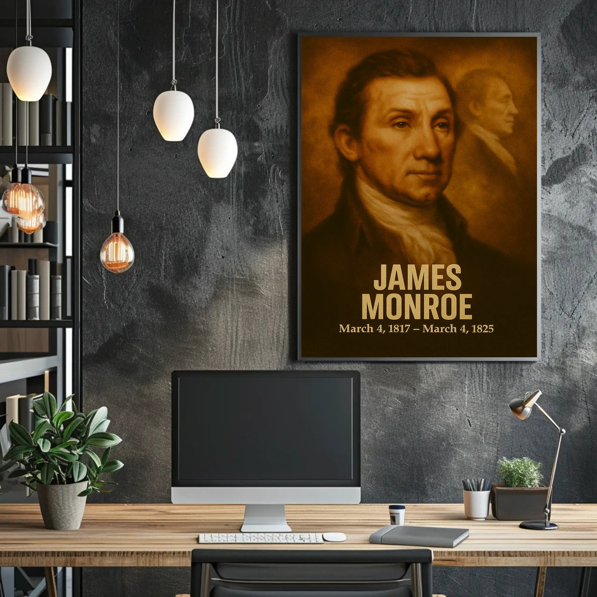 James Monroe Presidential Wall Art Poster Vintage Analog Film Aesthetic Portrait Print Founding Father