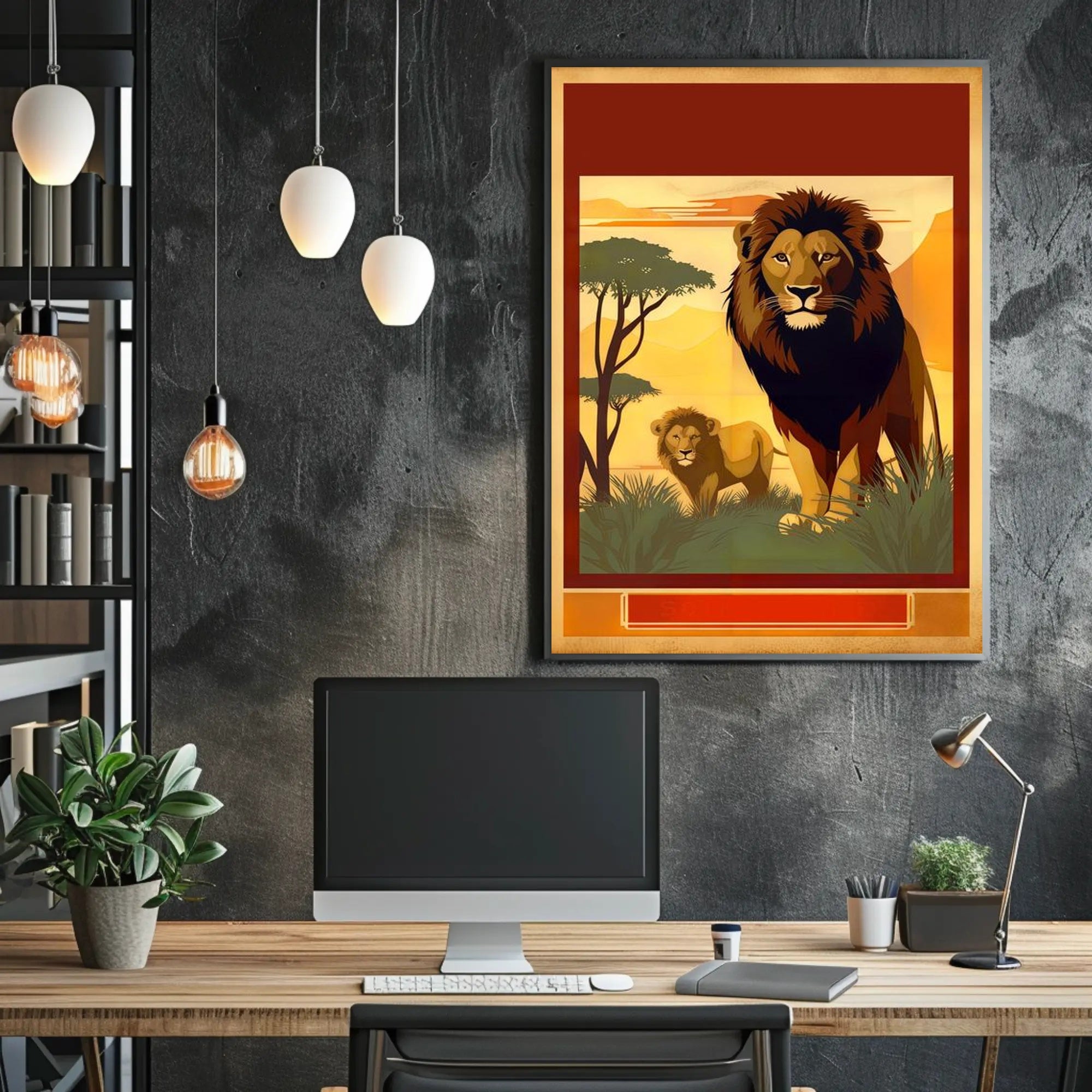 Majestic Lions in the Savannah Poster