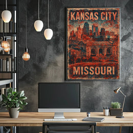Kansas City Vintage Skyline Collector Poster