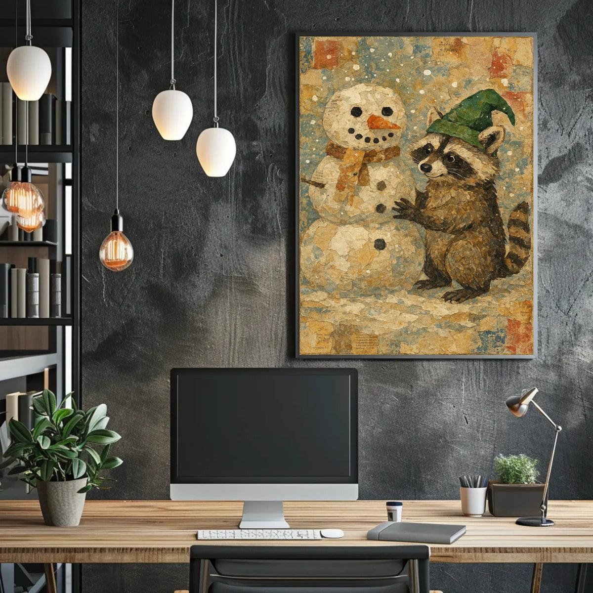 Winter Wonderland With Raccoon And Poster