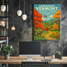 Vermont Scenery Nature Autumn Illustration Poster