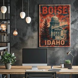 Boise, Idaho Vintage Capitol Vintage Poster