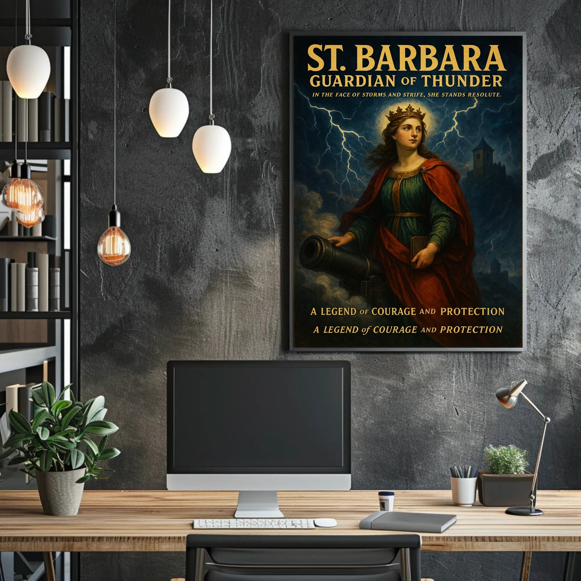 St Barbara Guardian of Thunder Poster Vintage Religious