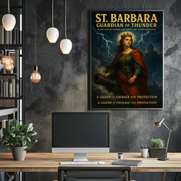 St Barbara Guardian of Thunder Poster Vintage Religious