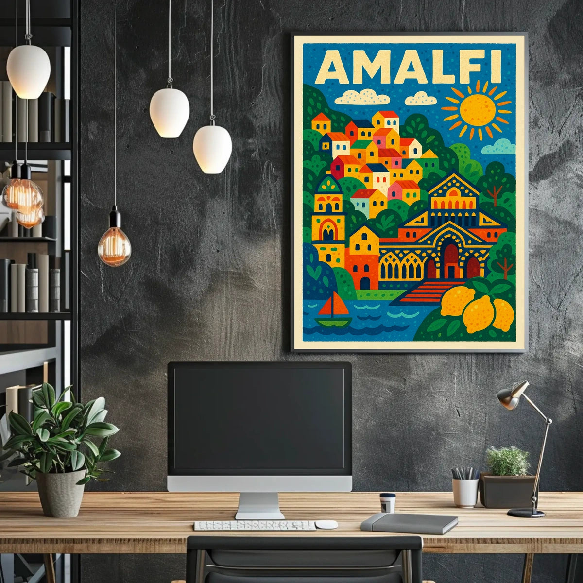Amalfi Coast Illustration Poster