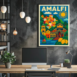 Amalfi Coast Illustration Poster
