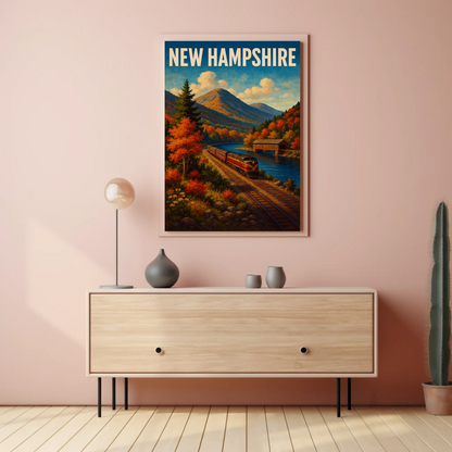 New Hampshire Mountain Train Autumn Scenic Railway Travel Poster Travel Poster