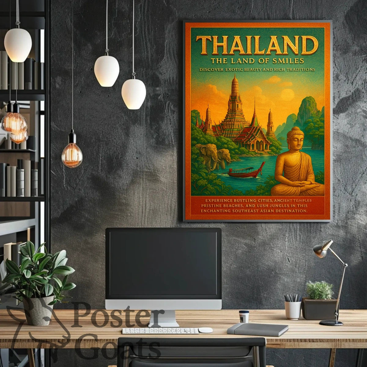 Thailand's Exotic Beauty Vintage Travel Poster
