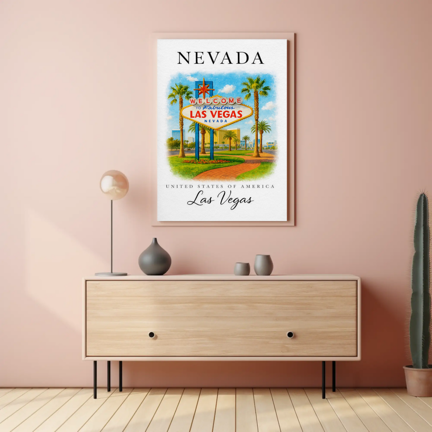 Las Vegas Nevada Welcome Sign Palm Trees Poster Poster