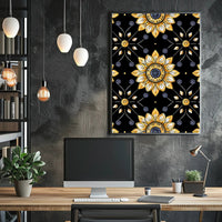 Golden Floral Elegance Wall Art Print