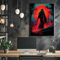 Grim Reaper Apocalyptic Landscape Poster: Vivid Graphic Art