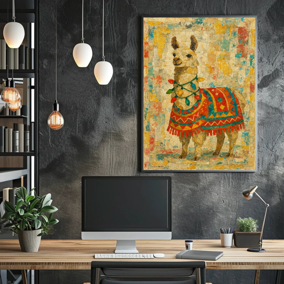 Festive Llama Art Poster