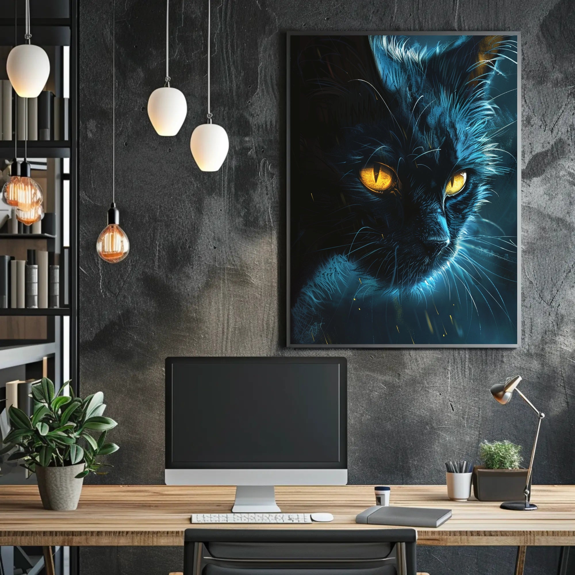 Enigmatic Feline Art Print Poster for Home Decor PosterGoat