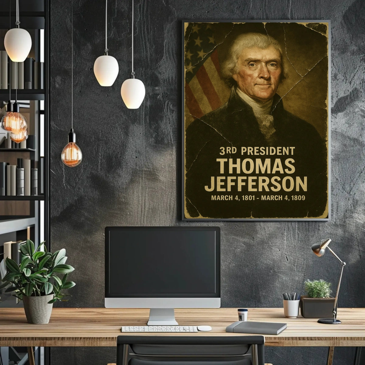 Thomas Jefferson 3rd President of the United States Damaged Photograph Poster