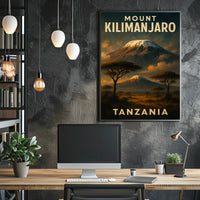 Kilimanjaro Majestic Vintage Travel Painterly Watercolor Nostalgic African Landscape Poster