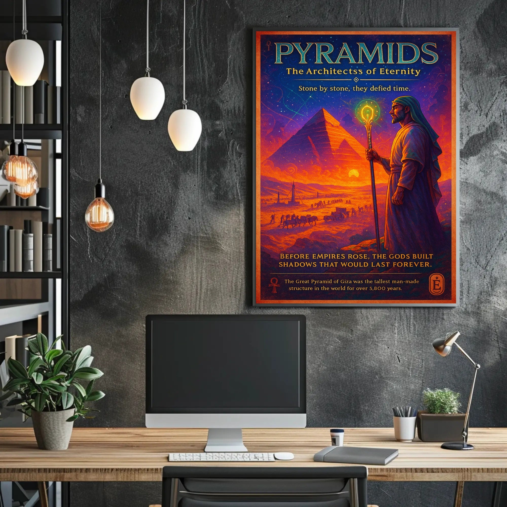 Pyramids of Giza Mystical Vintage Cultural or Heritage Poster