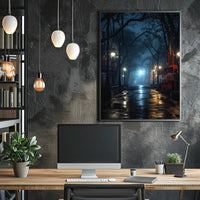 Moody Night Street Scene Art Poster