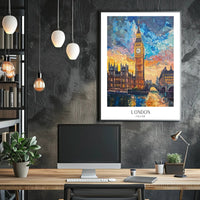 London Sunset Cityscape with Big Ben Urban or Cityscape Poster PosterGoat
