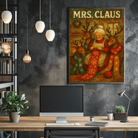 Mrs. Claus And Her Reindeer Companions Poster