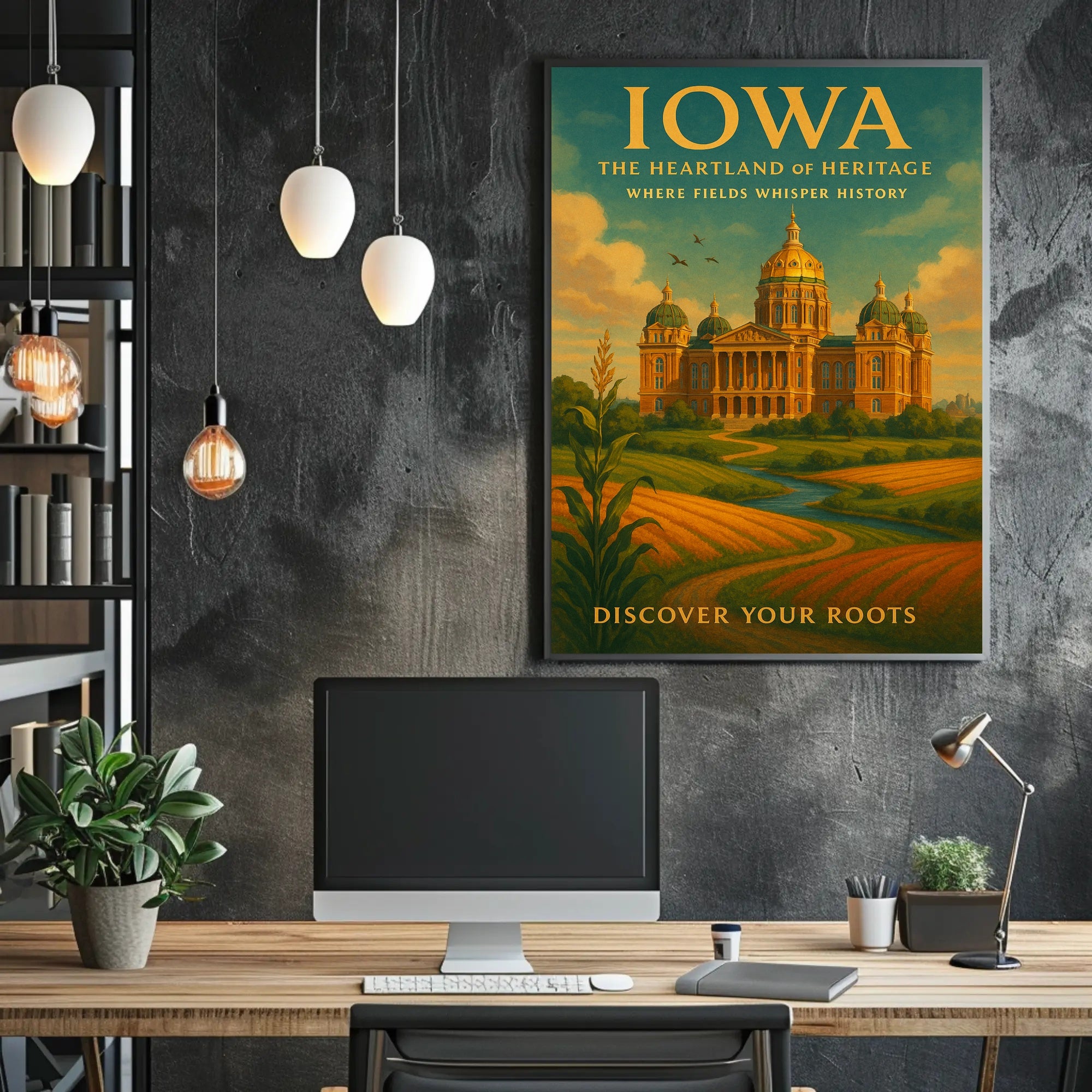 Discover Your Roots: Iowa Heritage Travel Poster