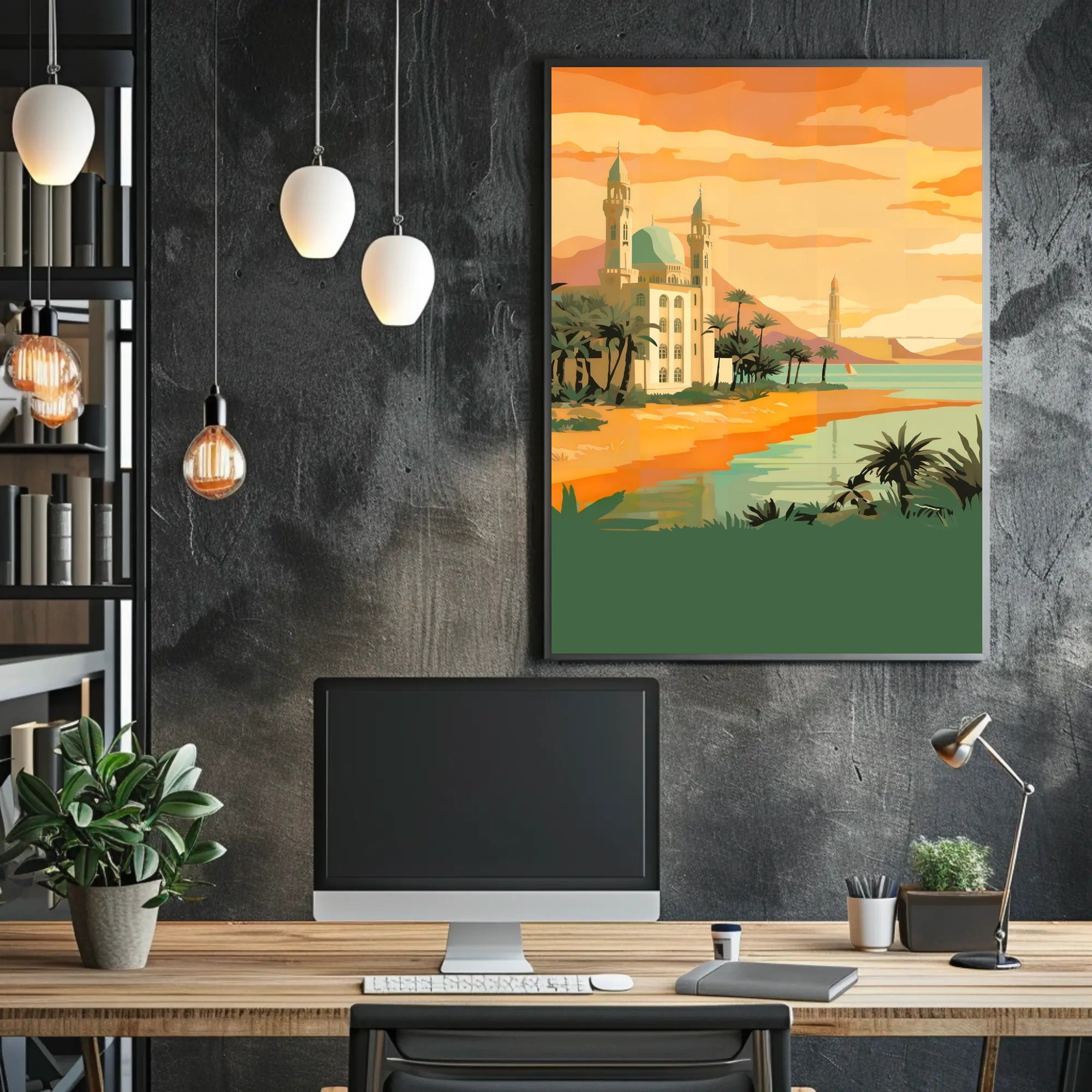 Sunset Over the Oasis Poster