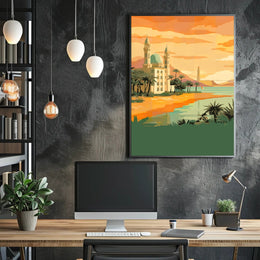 Sunset Over the Oasis Poster