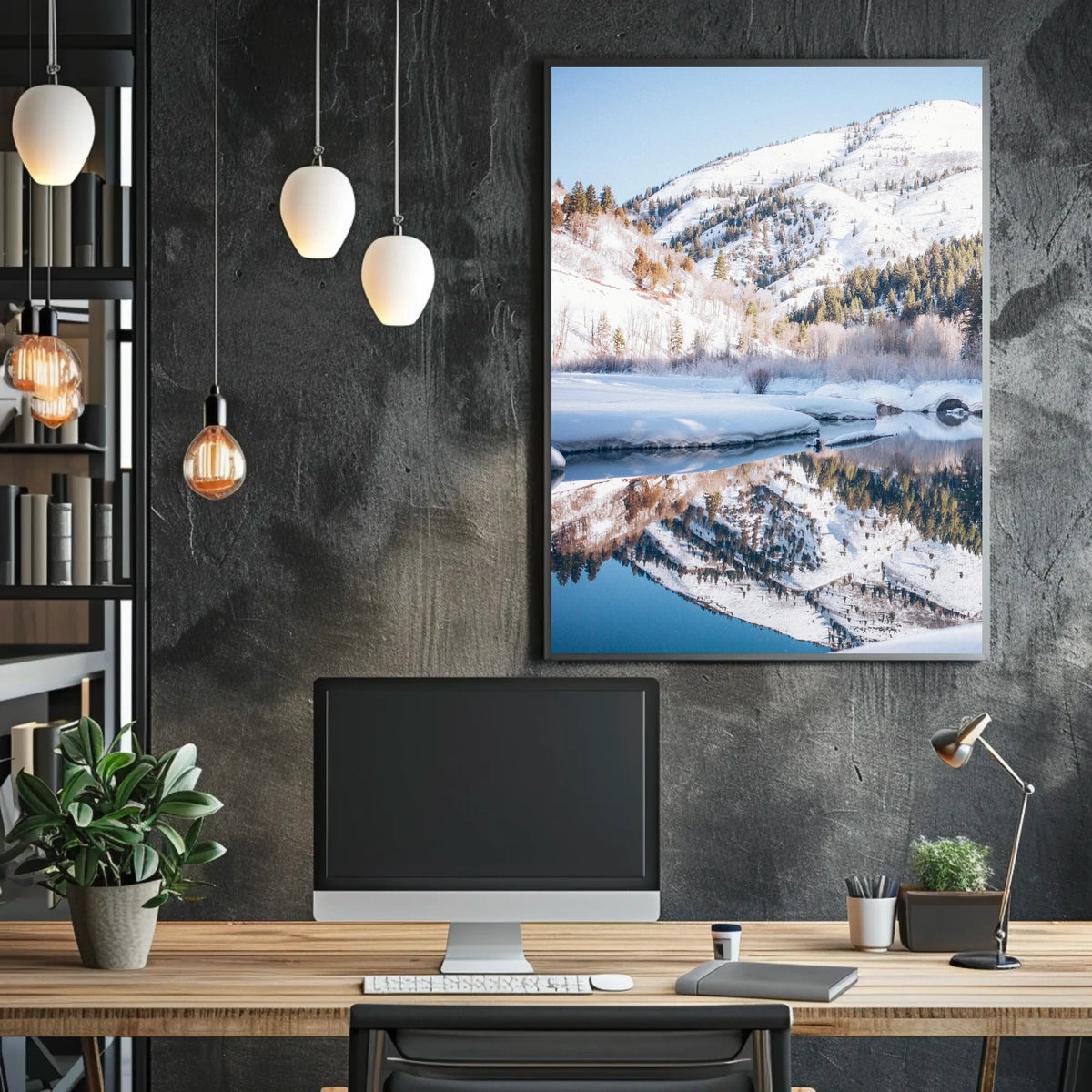 Serene Winter Mountain Reflection National Park Poster