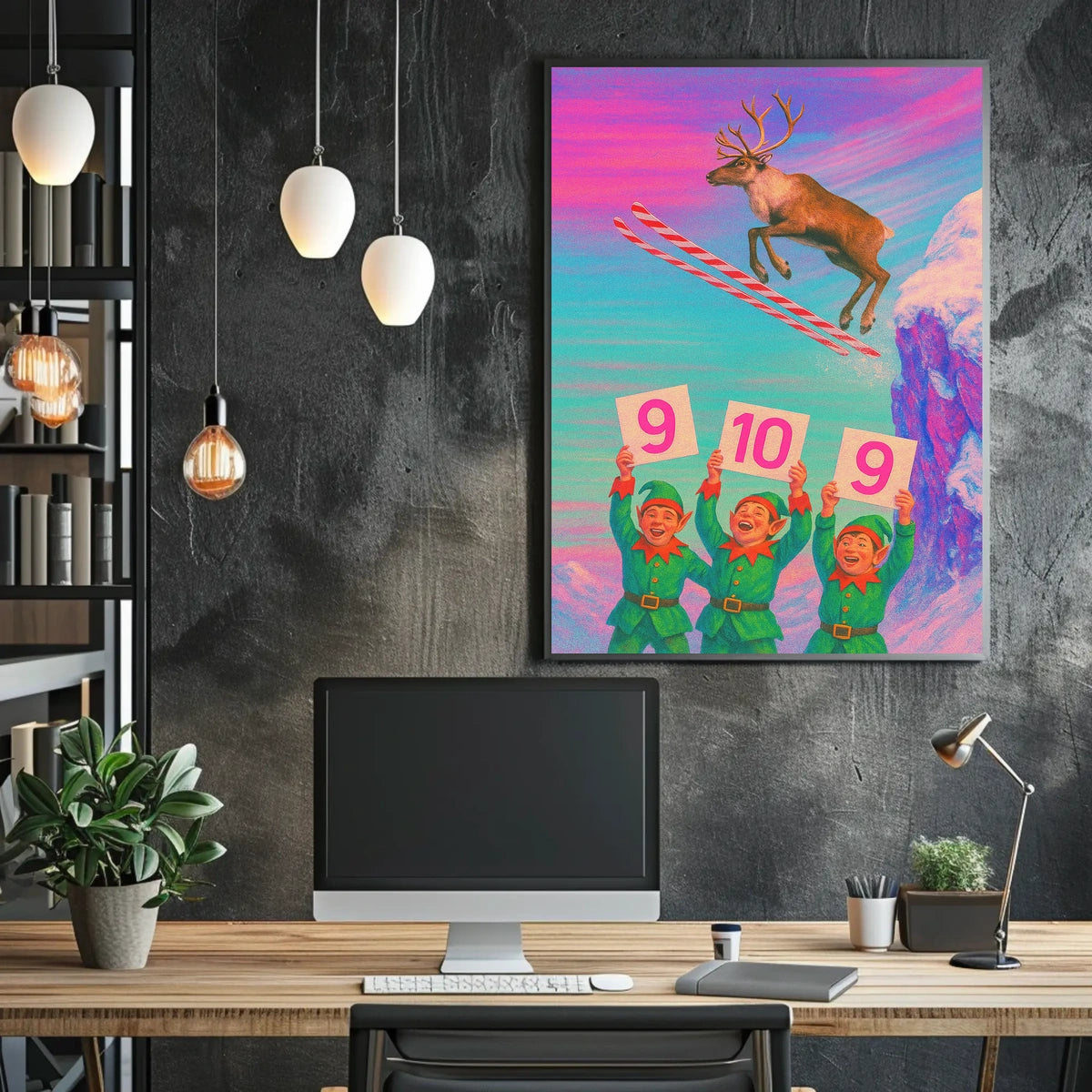 Reindeer Ski Jump Spectacle Poster