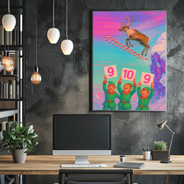 Reindeer Ski Jump Spectacle Poster