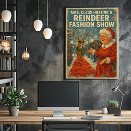 Mrs. Claus Reindeer Fashion Show Vintage Artistic Poster