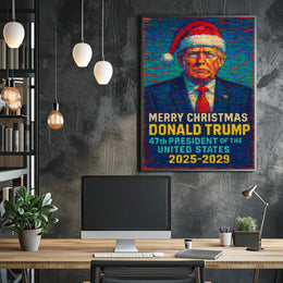 Trump in Santa Hat Merry Christmas 2025 Poster