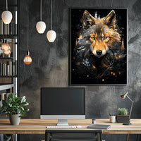 Wolf's Majesty Roars: Stylized Animal Poster