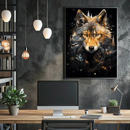 Wolf's Majesty Roars: Stylized Animal Poster