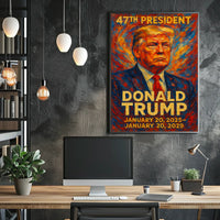 Donald Trump Fiery Leadership Resilience Impressionism Patriotic Motivational Poster
