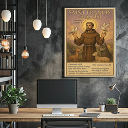 Saint Francis with Animals Peaceful Spiritual Historical Poster