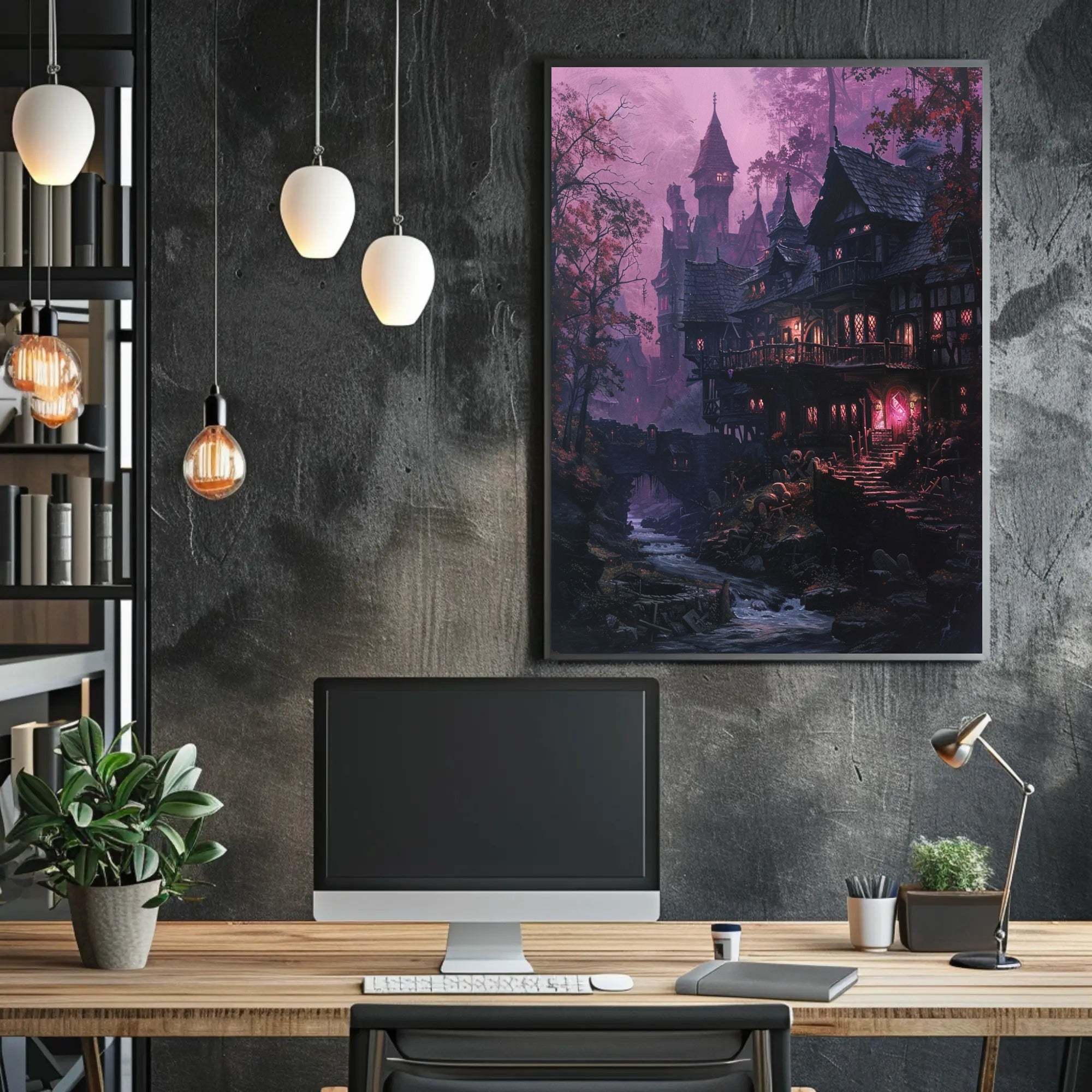 Enchanted Twilight Village Poster PosterGoat