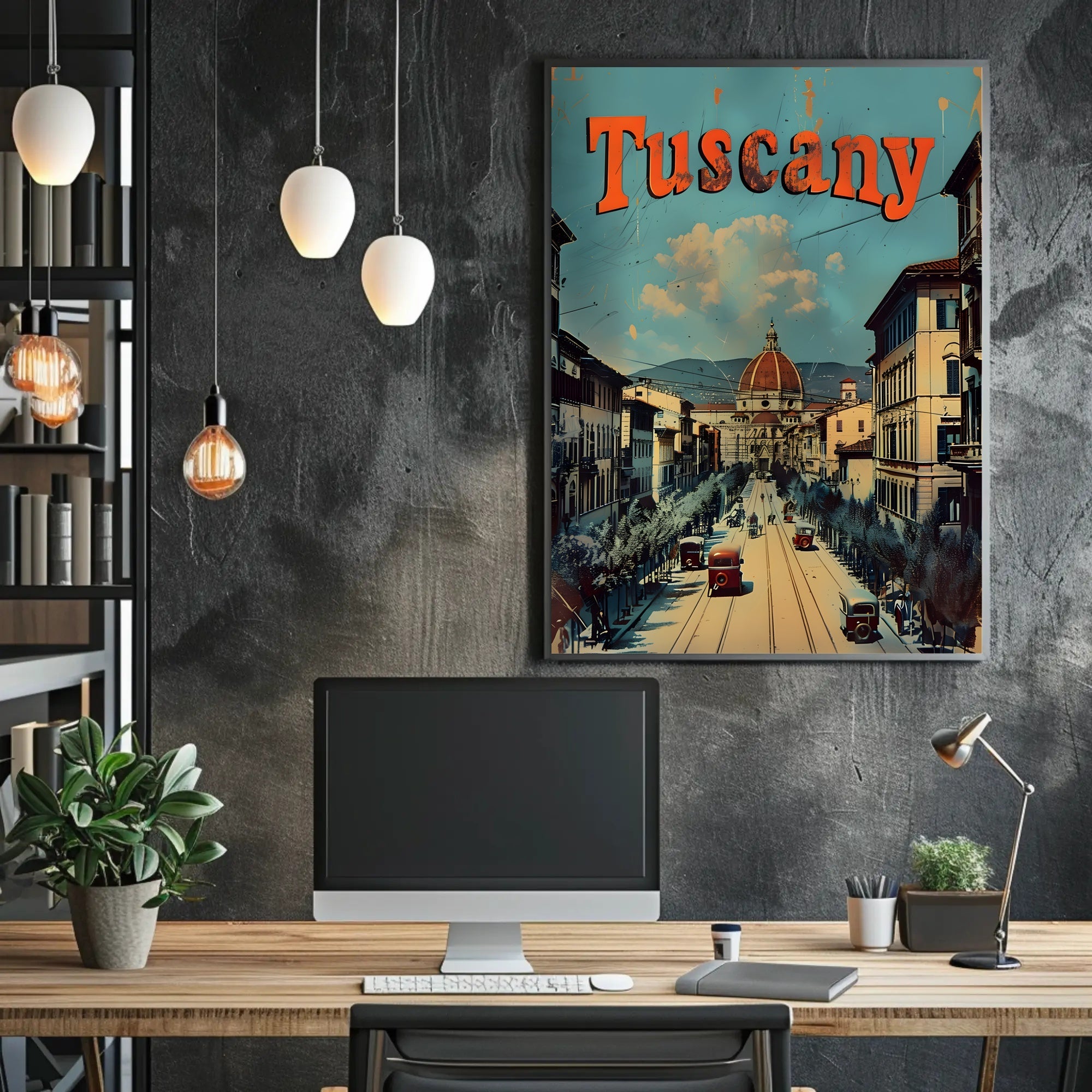 Vintage Florence Cityscape with Dome Travel Poster
