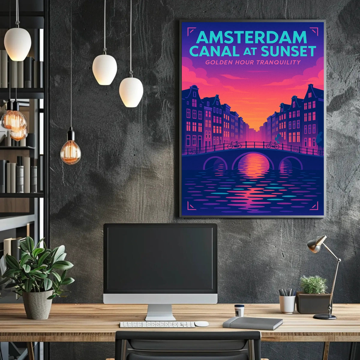 Amsterdam Canal At Sunset Poster