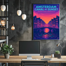 Amsterdam Canal At Sunset Poster