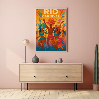 Rio Carnival Dancers Celebration Travel Poster