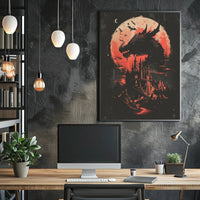 Dark Gothic Dragon Castle Fantasy Art Poster PosterGoat