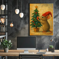 Holiday Mouse and Christmas Tree Poster