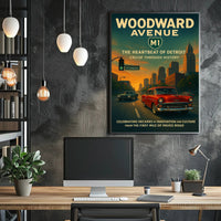 Woodward Avenue Detroit Vintage Cultural Heritage Poster