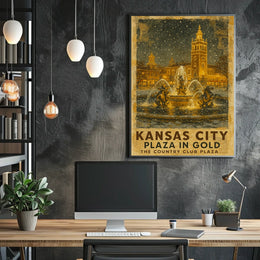 Kansas City Plaza In Gold Poster