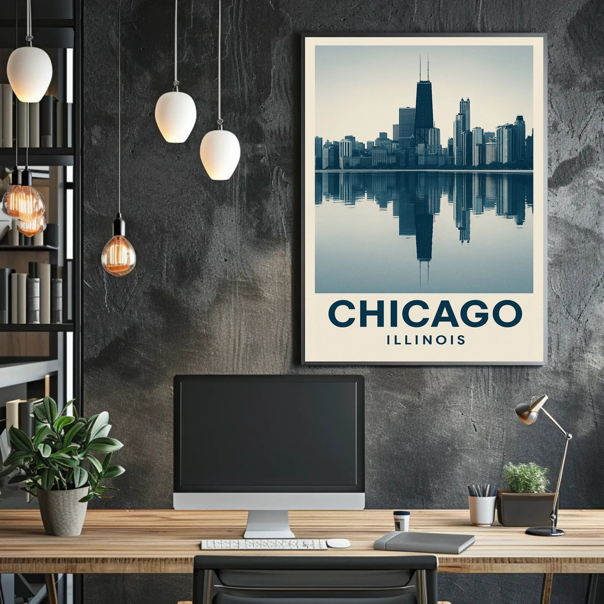Chicago Skyline Reflection Poster