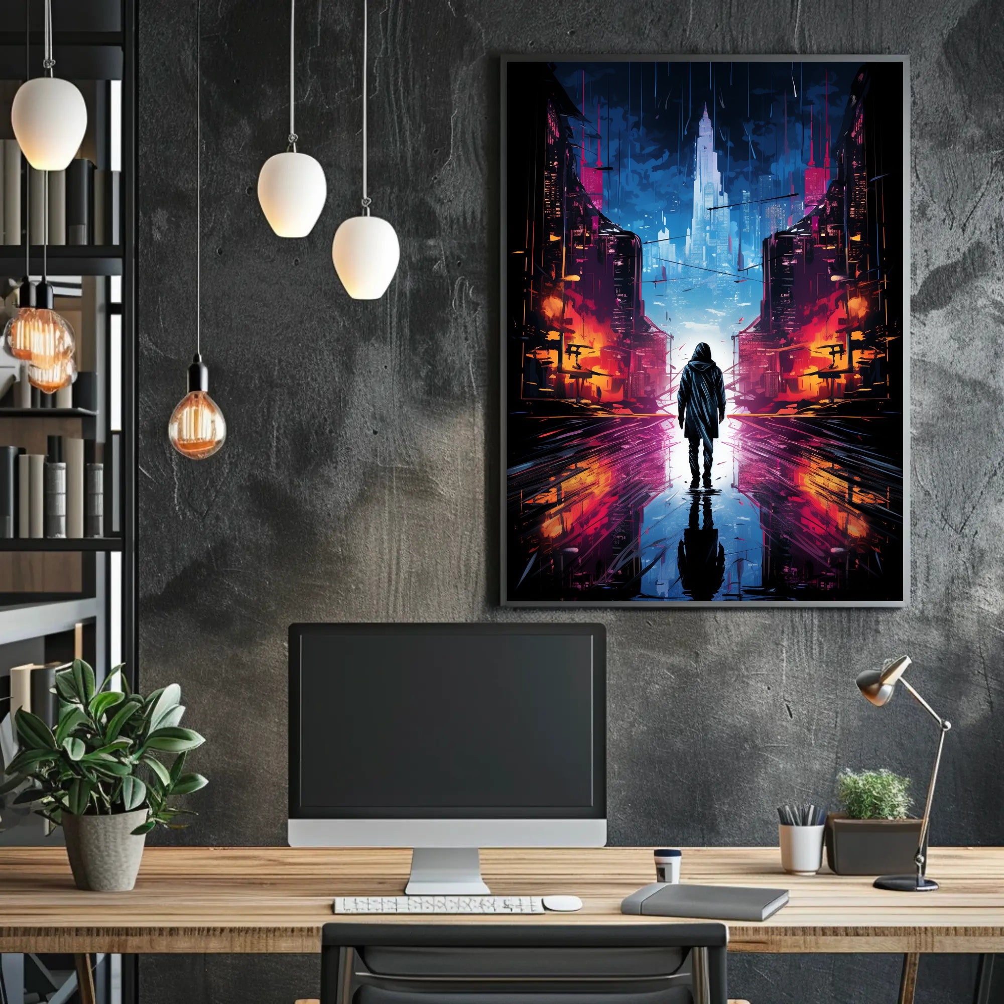 Neon Cityscape Poster
