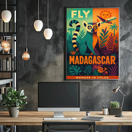 Fly Madagascar Wander in Color Travel Poster PosterGoat
