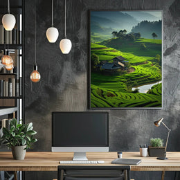 Tranquil Terraced Landscapes Southeast Asian Rice Paddies Heritage Poster