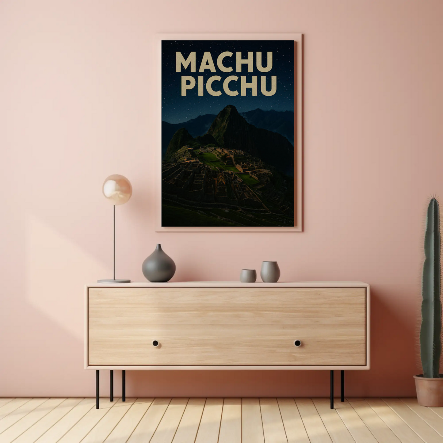 Machu Picchu Peru Night Sky Ancient Ruins Poster